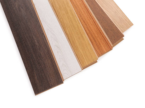 istock Different samples of wooden flooring isolated on white, top view 2245065571