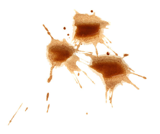 istock Dried coffee stains isolated on white, top view 2245069455