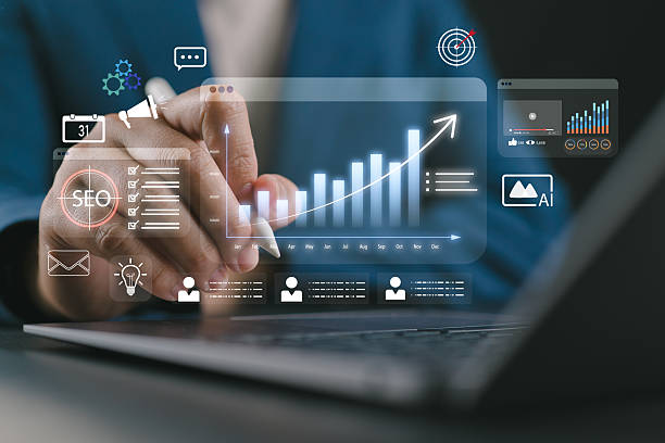 istock Advertising Analysis and Marketing Strategy for Digital Business Growth Concept with SEO Data Trends and Online Campaign Management, Creative Content Performance for Targeted Audience Reach 2245070872