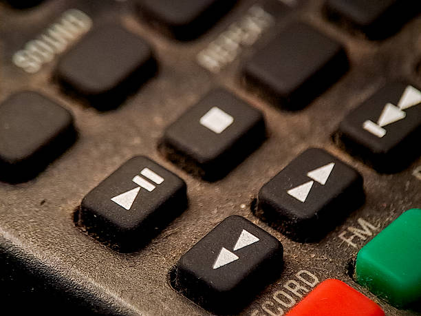 istock Macro image showing the buttons on an older electronic device with aged, textured surface. 2245079868