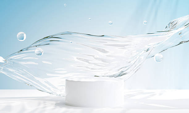 istock podium with water splash for product presentation. 3d illustration 2245081346