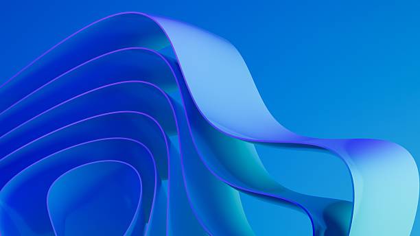 istock Abstract wavy curved 3d render. Blue soft layers of plastic with lines, folds, ruffles. Modern wallpaper, texture pattern. 2245087777