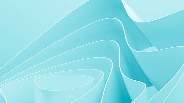 istock Abstract wavy curved 3d render. Turquoise soft layers of plastic with lines, folds, ruffles. Modern wallpaper, texture pattern. 2245087806