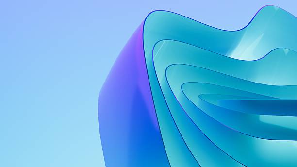 istock Abstract wavy curved 3d render. Blue violet soft layers of plastic with lines, folds, ruffles. Modern wallpaper, texture pattern. 2245087877