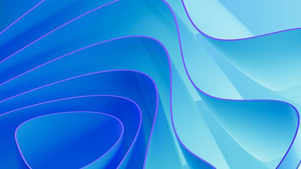 istock Abstract wavy curved 3d render. Blue soft layers of plastic with lines, folds, ruffles. Modern wallpaper, texture pattern. 2245087883