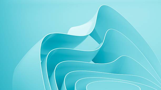 istock Abstract wavy curved 3d render. Turquoise soft layers of plastic with lines, folds, ruffles. Modern wallpaper, texture pattern. 2245088000
