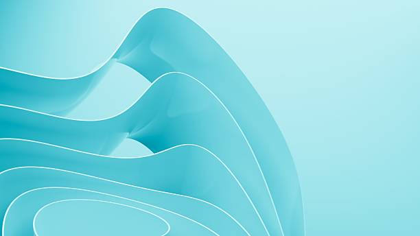 istock Abstract wavy curved 3d render. Turquoise soft layers of plastic with lines, folds, ruffles. Modern wallpaper, texture pattern. 2245088002