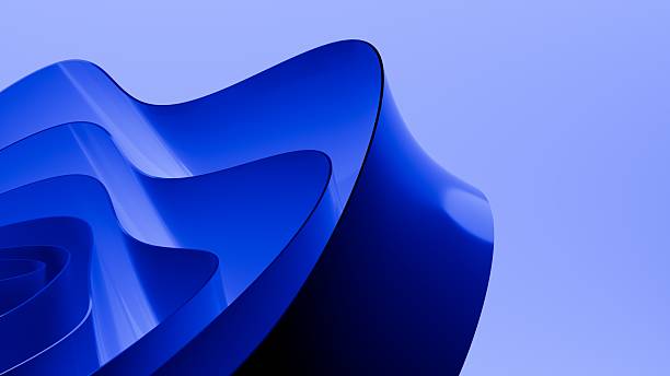 istock Abstract wavy curved 3d render. Blue soft layers of plastic with lines, folds, ruffles. Modern wallpaper, texture pattern. 2245088009