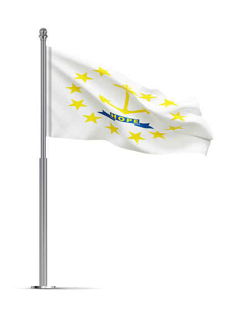 Flag of Rhode Island isolated on white background. U.S. state. 3d-rendering