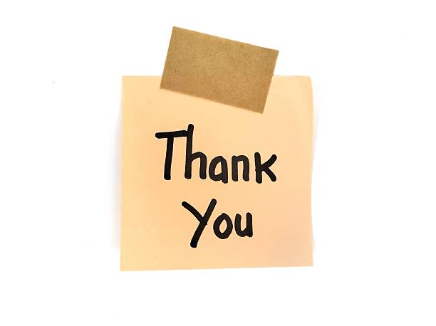 istock Thank you message on note paper isolated on white background 2245089715