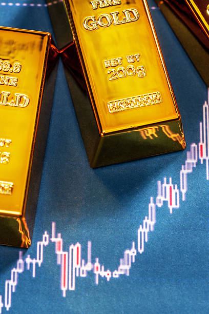 istock Gold bar price surge concept with shiny bullion stack and rising graph. 2245090786