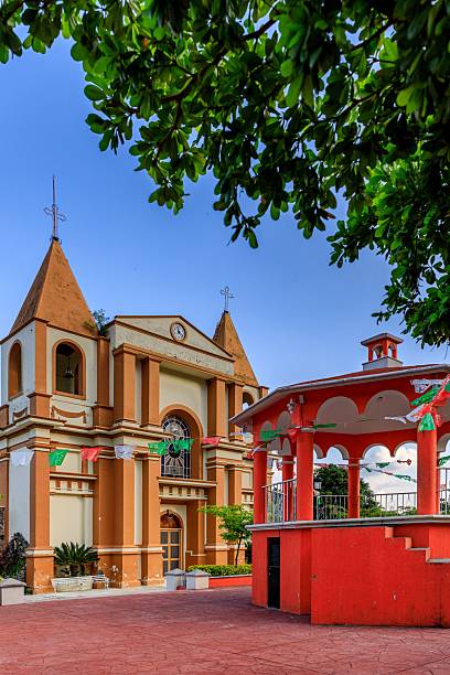 istock Church and Gazebo in Festive Plaza 2245097501