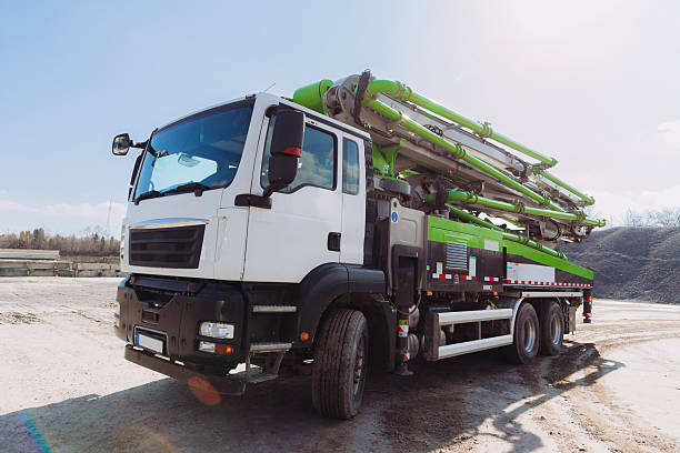 istock Concrete mixer truck parked at construction site on sunny day 2245100298