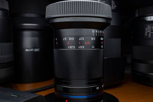 istock A close-up of a camera lens with focus and aperture settings visible, surrounded by other lenses. 2245105750