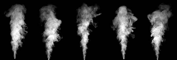 istock Five realistic white smoke streams rising on a black background, perfect for visual effects, motion graphics, and cinematic design. Ideal for overlays, fantasy art, or atmospheric digital projects. 2245108876