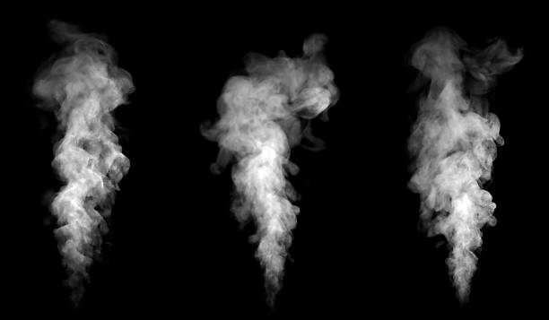 istock Three realistic white smoke plumes rising on a black background, ideal for cinematic effects, fantasy design, and atmospheric visual overlays. Perfect for digital artwork, video production, or motion 2245108921