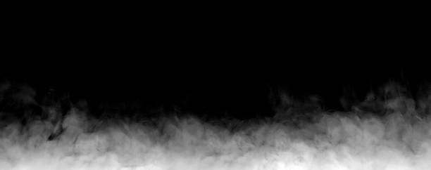 istock Realistic white smoke or fog rising against a dark black background, perfect for visual effects, abstract design, and cinematic atmosphere projects. Ideal for overlay or Halloween theme editing. 2245109381