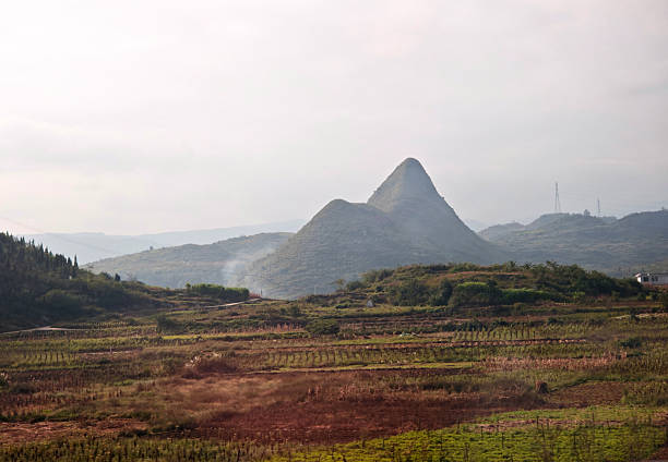 Hilly landscape in Central Guizhou, South West China.