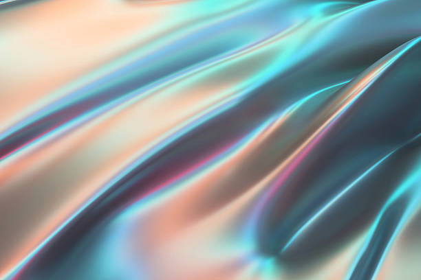 istock Iridescent satin fabric waves with pastel colors for elegant bac 2245113624