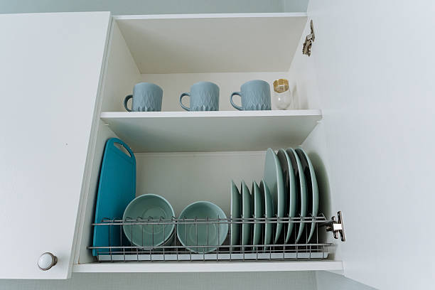 istock The spacious kitchen features a large wooden cabinet that provides ample storage for organizing plates, cups, and a cutting board, enhancing functionality for cooking tasks 2245114306