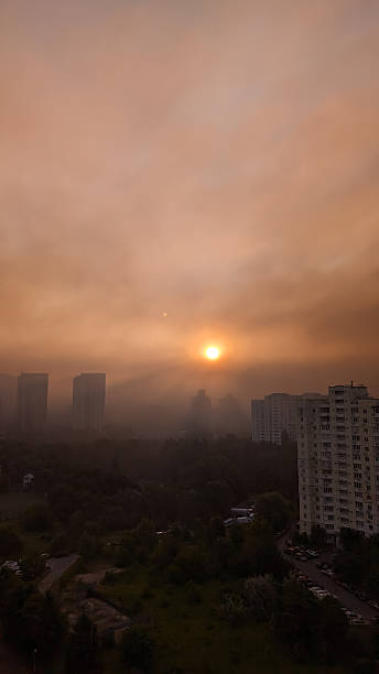 istock Kyiv Sunrise Shrouded in Smoke After Drone Attack and Fires 2245117600
