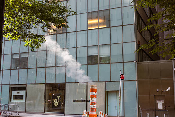 istock Cityscape with Steam from a Vent Pipe 2245121292