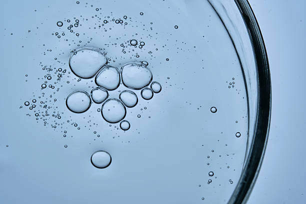 istock Shower gel with bubbles in a petri dish on a blue background. 2245127118