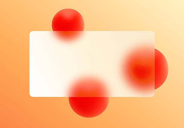 istock Bright minimal backdrop with a soft frosted rectangle and vivid red spheres on a warm orange gradient. 2245131794
