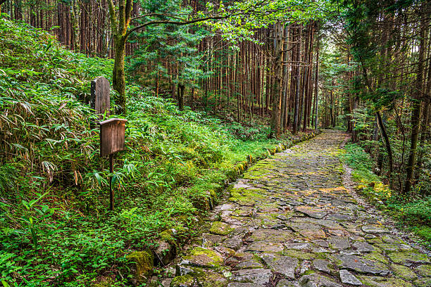 Nakatsugawa, Japan along the historic Ochiai Cobblestone Path, part of the ancient Nakasendo trail.
