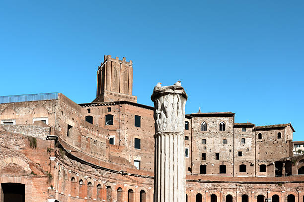 Rome, Italy - November 3, 2025: Mercati di Traiano Museo dei Fori Imperiali with Torre delle Milizie visible i the background.