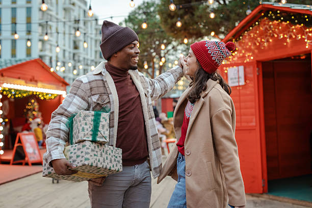 istock Couple on the Christmas parket 2245142163