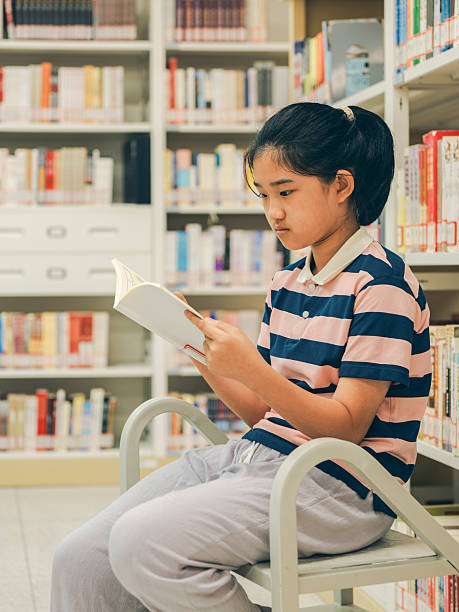 istock Little girl reading in the library 2245144378