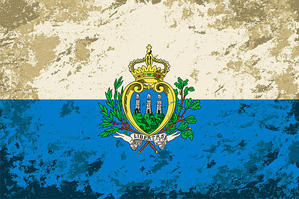 istock San Marino flag brush stroke grunge style background. Vector illustration. 2245145918