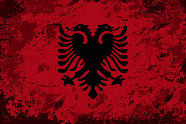 istock Albanian flag brush stroke grunge style background. Vector illustration. 2245147131
