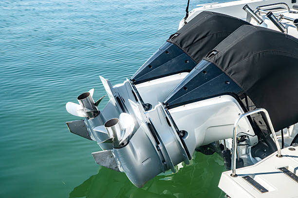 istock Boat Outboard Motors Above Water 2245156310