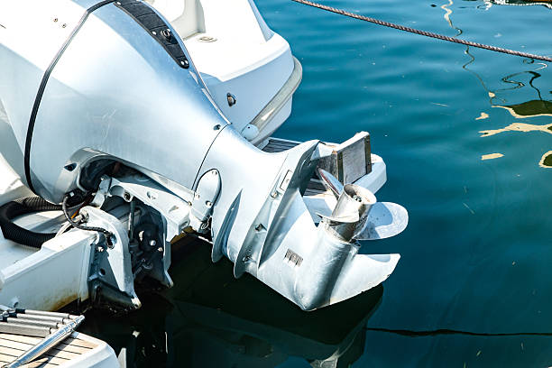 istock Boat Outboard Motors Above Water 2245156376