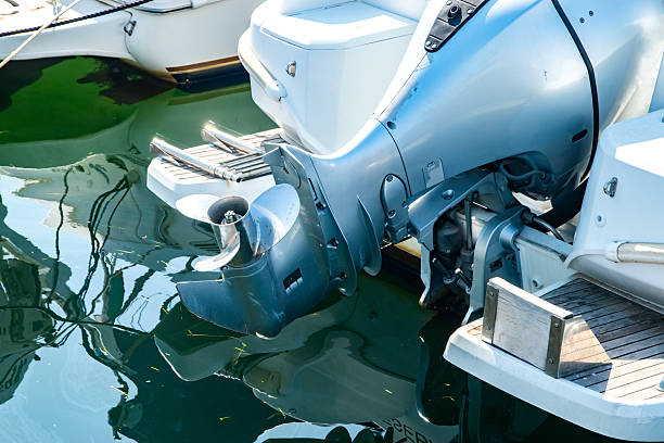 istock Boat Outboard Motors Above Water 2245156401
