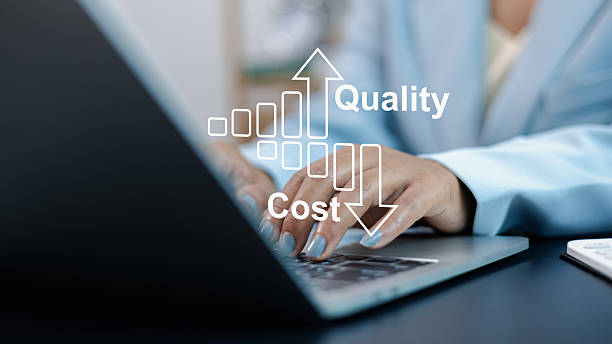istock Business Efficiency Concept with Cost Reduction and Quality Improvement on Laptop 2245162163