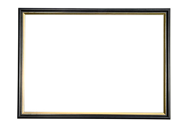 istock Black and gold picture frame isolated on a white background 2245162302