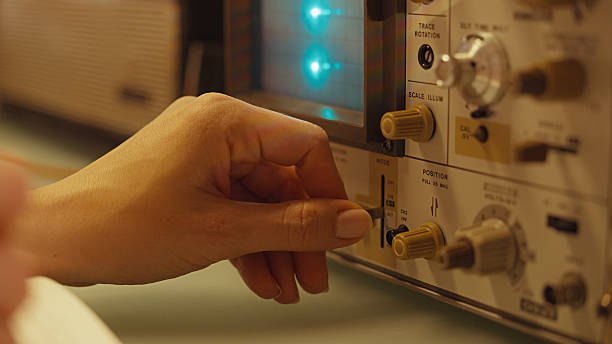 Electronic measuring devices of voltmeters and oscillographs in store exhibition