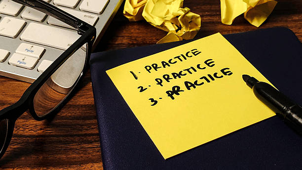 istock The Importance of Repetition: 'Practice' Written Three Times on a Yellow Sticky Note for Motivation 2245168105