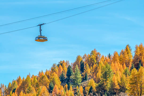 istock Cable Car Above Autumn Forest in St. Moritz, Swiss Alps 2245172339