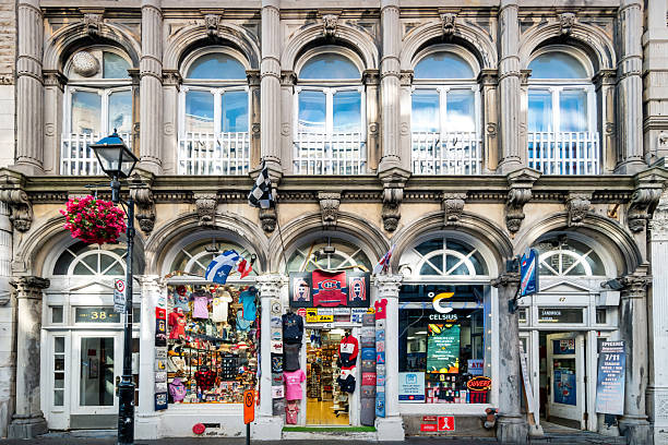 Souvenir shop in downtown Montreal, Quebec, Canada, on a sunny day.