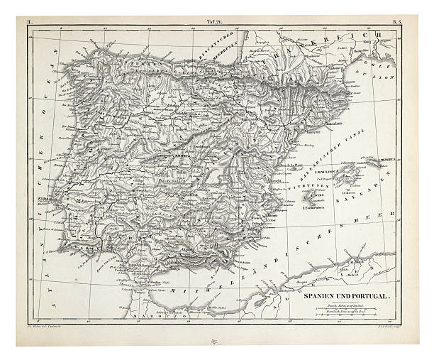 istock Spain and Portugal Engraving Antique Illustration, Published 1851 2245174295
