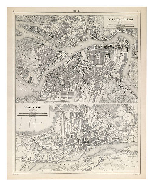 istock St. Petersburg and Warsaw Engraving Antique Illustration, Published 1851 2245174415