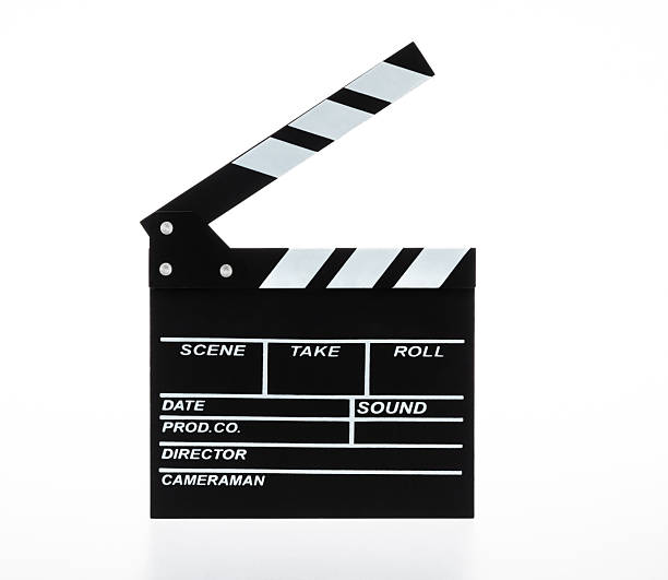 istock Single film slate on white background 2245175115