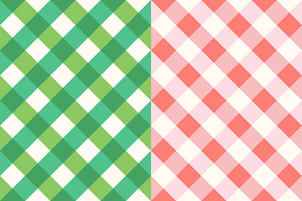 Vector illustrated set of side by side checked plaid backgrounds in sweet retro holiday colors.
