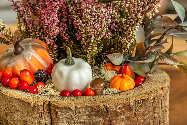 istock Autumn arrangement with pumpkins, berries and heather 2245176468