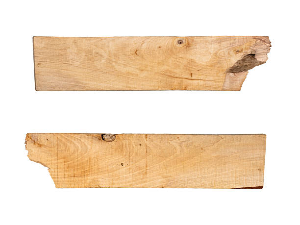 istock Planed and broken wooden slats or boards with grain, isolated against a white background 2245180192