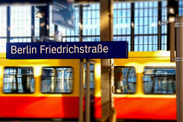 istock Friedrichstrasse station sign in front of a Berlin S-Bahn train 2245185359